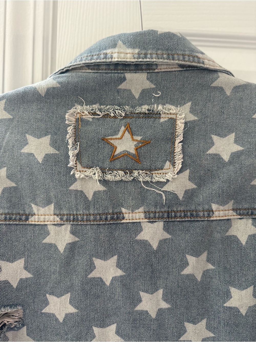 POL Light Wash Denim Jacket with White Star Print - Picture 7 of 10